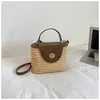 Transfronteiriço 2026 Novo Modelo Luxo Leve Design de Nicho Sensação de Alta Qualidade Bolsa de Ombro Único Palha Trançada Color Block Versátil Bolsa Tote Caixa Pequena para Mulheres