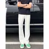 Pantalones Casuales de Caída Otoñales para Hombre Moda Retro Japonesa Color Sólido Adelgazantes Alargadores de Piernas Micro Flare Trendy