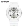 Sanda 6097 Pequeno Fresco Estilo Coreano Relógio de Ponteiro Duplo Calendário Fashionável À Prova D'água Personalizado Relógio de Quartzo para Alunos do Ensino Médio Masculino e Feminino