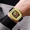 Reloj Mecánico Vintage en Forma de Barril Caja de Acero Inoxidable Correa de Silicona Movimiento de Cuerda Automática Reloj de Negocios Richard