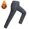 Calças Impermeáveis para Uso Externo com Forro de Fleece Masculino, Bolsos com Zíper, Calças de Caminhada Quentes com Cinto, Calças Longas Unissex