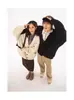Cardigan de Punto Retro Estilo Coreano Preppy con Cuello en V para Mujer en Otoño Holgado Casual Versátil Chaqueta de Punto para Pareja