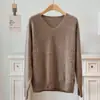 Camiseta de punto de lana de cachemir para mujer en otoño e invierno, pelo largo cepillado, suave, cerosa, cálida, versátil, cuello en V/cuello redondo, suéter de colores