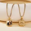 Colgante Cuadrado Termosensible de Cambio de Color con Transferencia de Calor de Foto Inlay de Acero de Titanio Europeo y Americano Transfronterizo Collar de Estilo Personalizado para Mujer