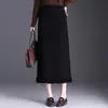 Saia de lã elegante com babados, comprimento médio, para mulheres, novidade outono 2026, cintura alta, fenda, reta, lápis, moderna