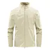 Jaqueta Cardigan Corta-vento à Prova d'água Respirável Softshell com Gola Alta para Homens na Primavera e Outono Peça de Roupa Externa Casual para Uso ao Ar Livre