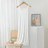 Falda chaleco de modal talla grande para mujer, primavera y verano, suelta, vestido largo, color liso, línea A, falda base, pijama para casa