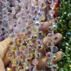6mm 8mm Furo Transversal Cristal de Morango Cristal Multifacetado Contas Soltas DIY Pulseira Feita à Mão Acessórios de Joias para Pendurar no Carro Contas