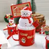 Decoração de Bolo de Celebridade Cyber de Natal Ornaments de Copo Esmaltado Vermelho Adesivo Papai Noel Boneco de Neve Plug-in de Laço de Canudo