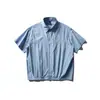 Nanxia Disguise 2026 Verão Nova Camisa Desconstruída de Cor Sólida Manga Curta Masculina Barra Elástica Camisa Solta de Meia Manga Tendência