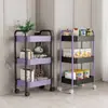 Carrinho de Armazenamento Pequeno, Estante de Armazenamento Doméstica de Múltiplas Camadas, Carrinho de Armazenamento de Lanches Móvel com Rodas, Estante Cruzada para Quarto ao Lado da Cama