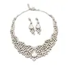 Aretes Colgantes y Collar de Flor de Circonita Brillante Estilo Corte Europeo y Americano, Cadena Ligera de Lujo Nicho para Clavícula, Joyería Exquisita Transfronteriza