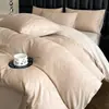 Conjunto de Roupa de Cama Quatro Peças de Algodão de Fibra Longa 60s Lavado, Toda em Algodão, Espessado, Escovado, Luxo Leve Classe A, Jacquard Bordado Tridimensional, Roupa de Cama 100% Algodão
