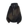 Sudadera Americana con Media Cremallera y Cuello Alto para Hombre en Primavera y Otoño Chaqueta Desestructurada de Nicho Hoodie de Ajuste Limpio Pesado Rígido para Hombre