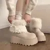 Botas de nieve para mujer petite, estilo nuevo de invierno 2026, adelgazantes, con forro de pelo, suela de plataforma gruesa, con correas, forradas de felpa y engrosadas para abrigar