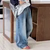 Pantalones vaqueros anchos estilo coreano de dibujos animados para niñas, nuevos y modernos jeans infantiles de otoño 2026