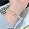 Pulsera de Plata de Ley S925 Plata Rota Aliento de Bebé Cristal Blanco Facetado Joyería de Mano Fresca de Verano de Nicho de Gama Alta para Mujeres