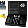 Set de Cubiertos de Acero Inoxidable Más Vendido en Amazon Transfronterizo, Set de 24 Piezas de Cuchillo, Tenedor y Cuchara, Set de Cuatro Piezas Portugués Caja de Regalo