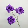 Flor de Rosa Artificial con 3 Cabezas, Rosa de Diamante sin Hojas, para Boda, Hotel, Decoración del Hogar, Paisajismo, Arreglos Florales, Venta al por Mayor, Transfronterizo