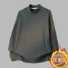 Camiseta Térmica de Manga Larga para Hombre con Forro Polar Doble Cara, Cuello Semi Alto, Color Sólido, Forrada de Polar, Prenda Base Cálida