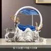 Adorno de Reloj de Arena Fluido con Ciervo Lujo Ligero Decoración para Hogar Sala de Estar Gabinete de Vino Gabinete de TV Escritorio de Oficina