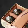 Juego de regalo de tazas de té para pareja pintadas en oro Junyao, taza maestra vintage de alta gama, taza de té Jianzhan, taza de degustación de té, regalo personalizado