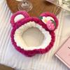 Diadema de Felpa de Fresa para Mujer, Linda Diadema con Orejas de Oso, Diadema de Rana para Lavado Facial, Parte Superior Craneal Alta, Banda para el Cabello Otoño e Invierno
