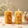 Chunqi DIY transfronterizo columna de yeso aromaterapia relieve trébol de cuatro hojas madre e hijo conejo adorno vela molde de silicona