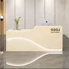 Mostrador de bar, escritorio de recepción moderno pintado, mostrador de tienda, mostrador de bar, mostrador de caja de salón de belleza, escritorio de recepción para pequeñas empresas