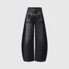 Jeans de Mezclilla Lavada Estilo High Street Americano para Mujer, Modelo Nuevo de Otoño con Bordado Desconstruido Asimétrico, Corte Amplio, Pantalones Largos hasta el Suelo