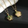Collar de acero de titanio de estilo étnico para mujer con incrustaciones de fénix, colgante de imitación de jade hetiano, luz de lujo, exquisita cadena de clavícula con temperamento, joyería