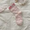 Calcetines Rayados de Gato de Dibujos Animados para Mujer, Calcetines de Media Pantorrilla, Lindos Calcetines de Algodón para Primavera y Verano, Estilo Coreano, Estilo Ins, Estilo Japonés, Calcetines Flojos