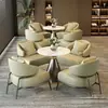 Juego de mesa y sillas para recepción y negociación de negocios, adecuado para apartamentos pequeños, salas de estar, balcones y áreas de ocio; una combinación de sofás y sillas de tela de lujo ligero
