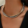 Collar de mujer de moda de metal simple de tres estilos entrelazados con temperamento
