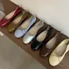 Sapatos Baixos Prata Estilo Francês para Mulheres, Sapatos de Ballet Delicados com Laço para Primavera e Outono, Mocassins