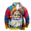 Aliexpress Transfronteiriço Estampa Digital de Natal Novo Outono e Inverno Moletom Masculino de Manga Comprida com Gola Alta e Meio Zíper com Gola de Veludo