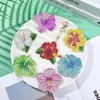 Chaveiro 5D Pintura com Diamantes Flor Tropical Hibisco Havaiano Arte com Diamantes Argola de Chaveiro Verão 5D 10 Peças Enfeites