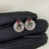 Conjunto de Colar e Brincos Chopin Happy Diamond Series Ouro V High-End Rubi Diamante Único Corrente Simples Rotativa para Clavícula