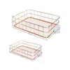 Cesta de Armazenamento de Ferro Estilo Simples e Luxuoso, Cesta de Armazenamento de Metal com Fundo de Tela para Mesa, Cesta de Armazenamento de Metal Criativa