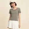 Camisa de Mujer Simple de Alta Elasticidad, Estilo Nuevo Verano 2026, Camiseta de Manga Corta de Color Sólido, Estilo Básico Versátil Simple para el Viaje Diario
