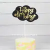 Enchufe Decoración de Pastel Nubes Negro Dorado Decoración de Pastel Feliz Cumpleaños Inserto ins Decoración de Pastel Viento Frío