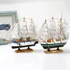 Envío directo Modelo de Barco de Vela de Madera Estilo Mediterráneo Navegación Suave Decoración del Hogar Adornos Fabricante Venta al por Mayor