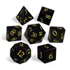 Conjunto Personalizado de Dados Poliedros de Obsidiana Natural de Sete Peças RPG DND Dados com Letras Pretas e Douradas
