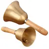 Campana de mano de latón con mango de madera, sonido claro y agradable, adecuada para decoración de oficina y hogar, regalo, instrumento musical, campanilla