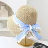 Sombrero de Paja Plegable Azul a Cuadros Estilo Coreano de Moda para Mujer en Verano, Sombrero Versátil Pequeño Fresco con Protección Solar