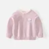Chaqueta de punto de imitación de alpaca de alta gama de dos piezas para niños y niñas, cárdigan de cuello redondo, top de punto de color liso, suéter infantil Clase A
