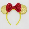 Diadema de Cabeza de Mickey Transfronteriza con Lazo de Lentejuelas Rojas Orejas de Mickey de Color Sólido Accesorios para el Cabello Listos para el Parque para Jugar