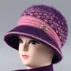 Sombrero de Otoño e Invierno para Mujeres Maduras y Ancianas, con Forro Polar, Grueso, Cálido, Protector de Orejas, a Prueba de Frío, Gorro de Lana Tejido para Mujeres Mayores