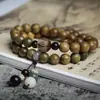 Pulsera DIY Estilo Chino 8mm Sándalo Verde Estilo Antiguo Bodhi Loto Estrella y Luna Transmisión en Vivo Pulsera al por Mayor Cuentas de Buda Femeninas