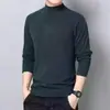 Camiseta térmica de forro polar para hombre, cuello medio alto, manga larga, para otoño e invierno, corte ajustado, color liso, capa interior, ropa de moda, ropa interior cálida, camiseta base para hombre